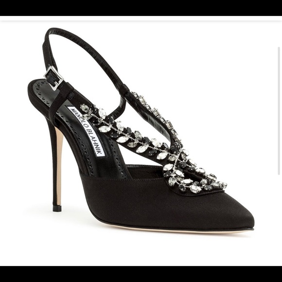 Manolo Blahnik Shoes - Manolo Blaknik Sibus 105 Black Stain Crystal Pumps